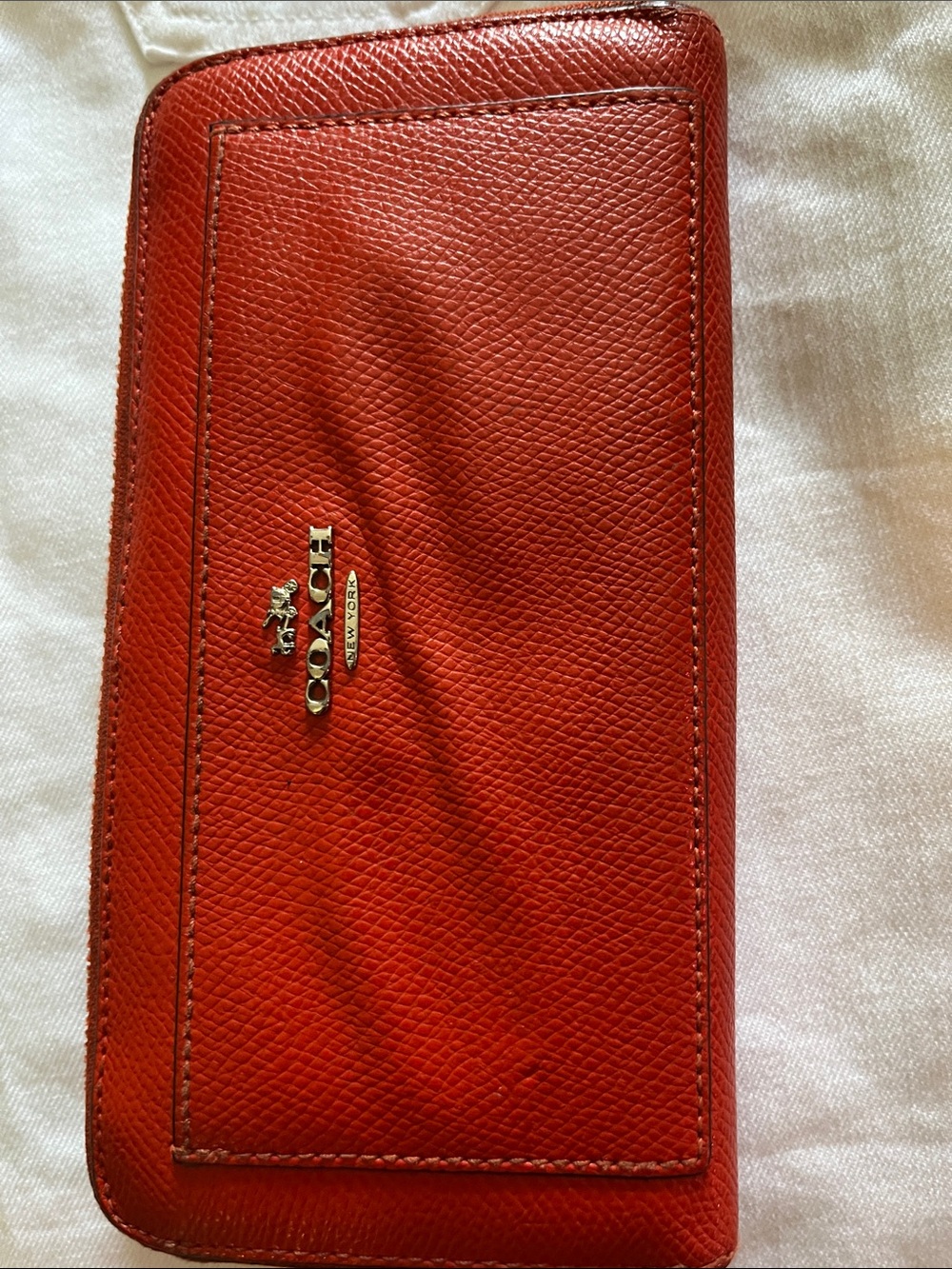 Coach Red Leather Zip Wallet